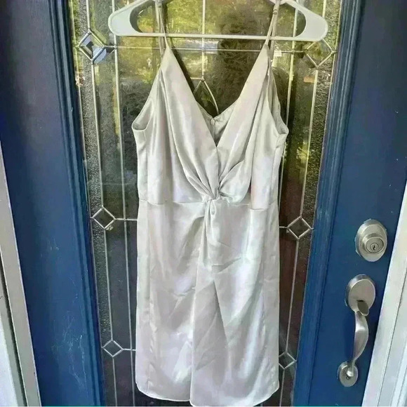 Gianni bini NWT satin twist front dress in nude with spaghetti straps - Picture 1 of 9